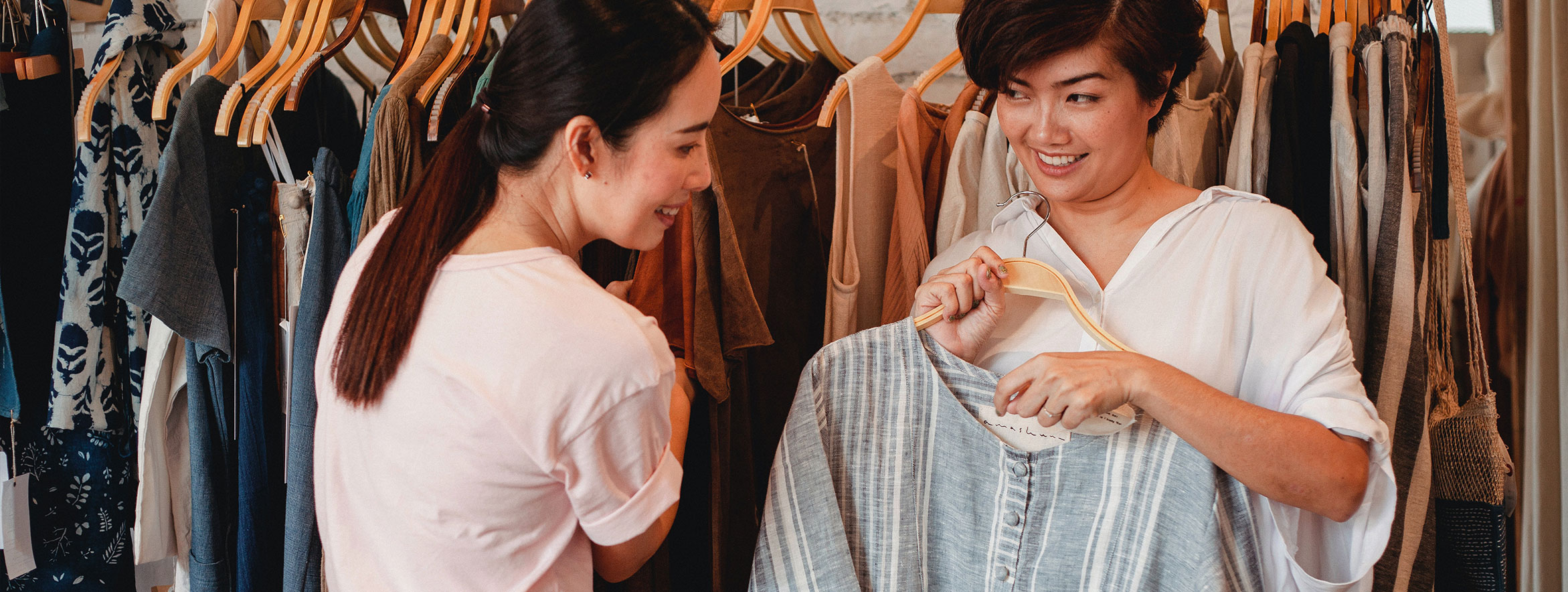 Woman showing clothes